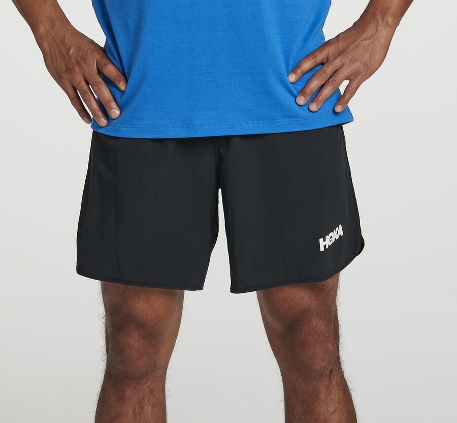Hoka One One Mens Shorts - Performance - Black - LFYJ37615